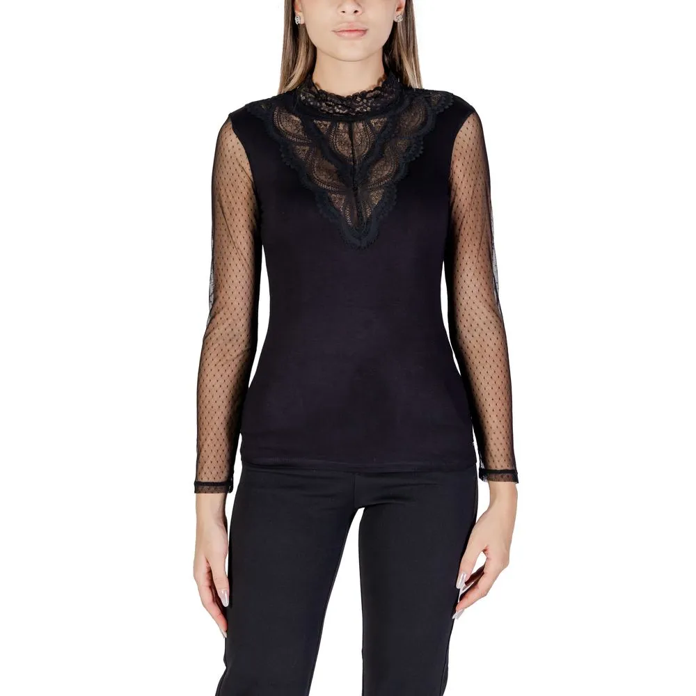 Morgan De Toi Women's Black Viscose Tops & T-Shirt