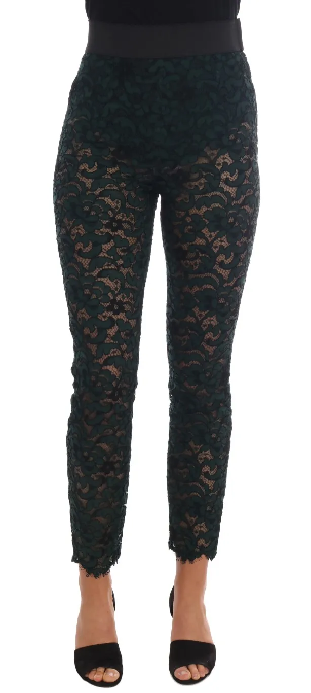 Dolce & Gabbana Women's High Waist Floral Lace Slim Trousers