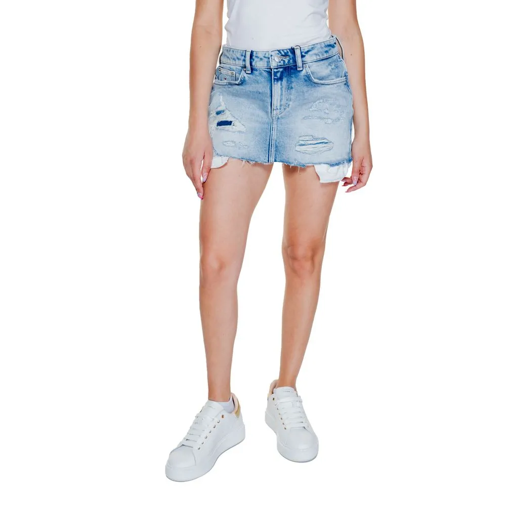 Tommy Hilfiger Jeans Women's Light Blue Cotton Cotton Skirt