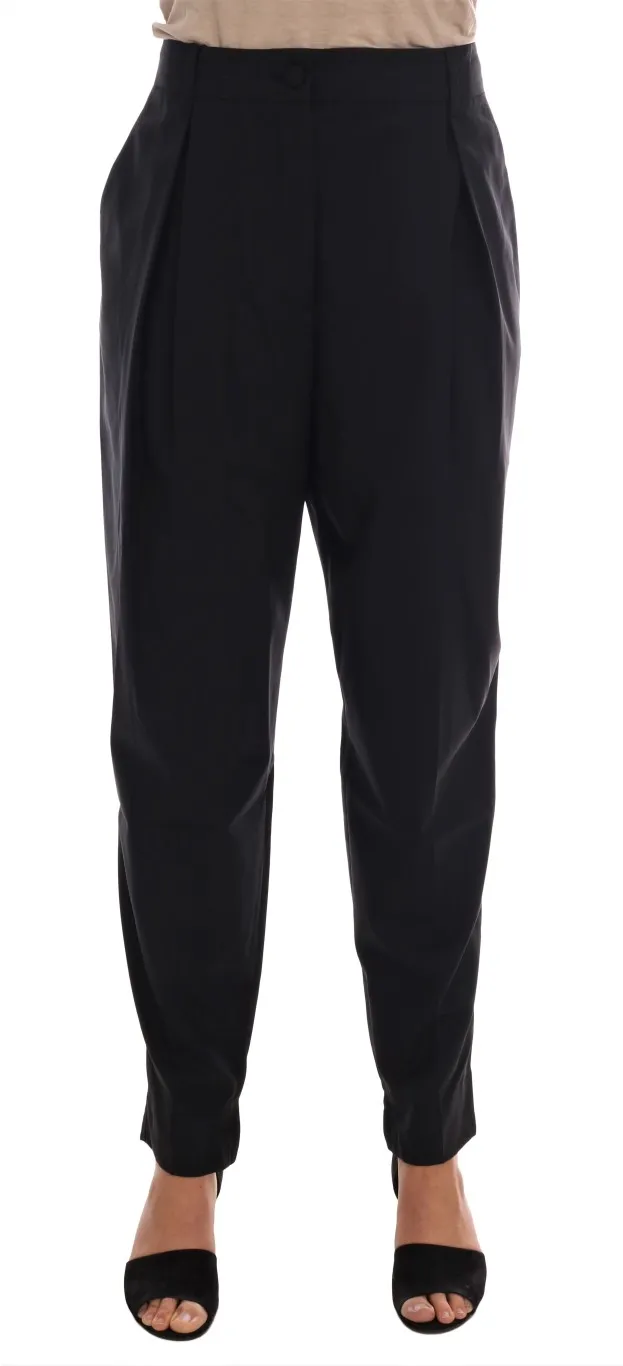 Dolce & Gabbana Women's Chic Black Wool Blend Baggy Pants