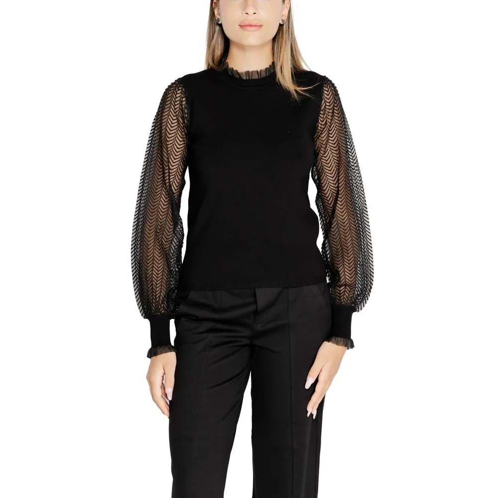 Morgan De Toi Women's Black Viscose Tops & T-Shirt