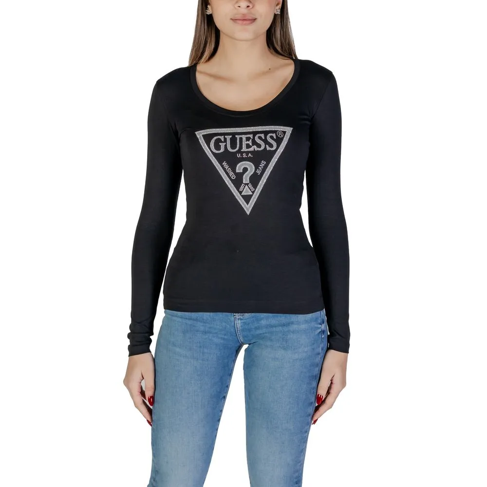 Guess Women's Black Cotton Tops & T-Shirt