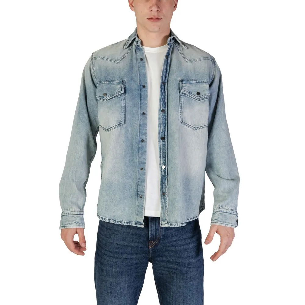 Hugo Boss Men's Light Blue Cotton Shirt