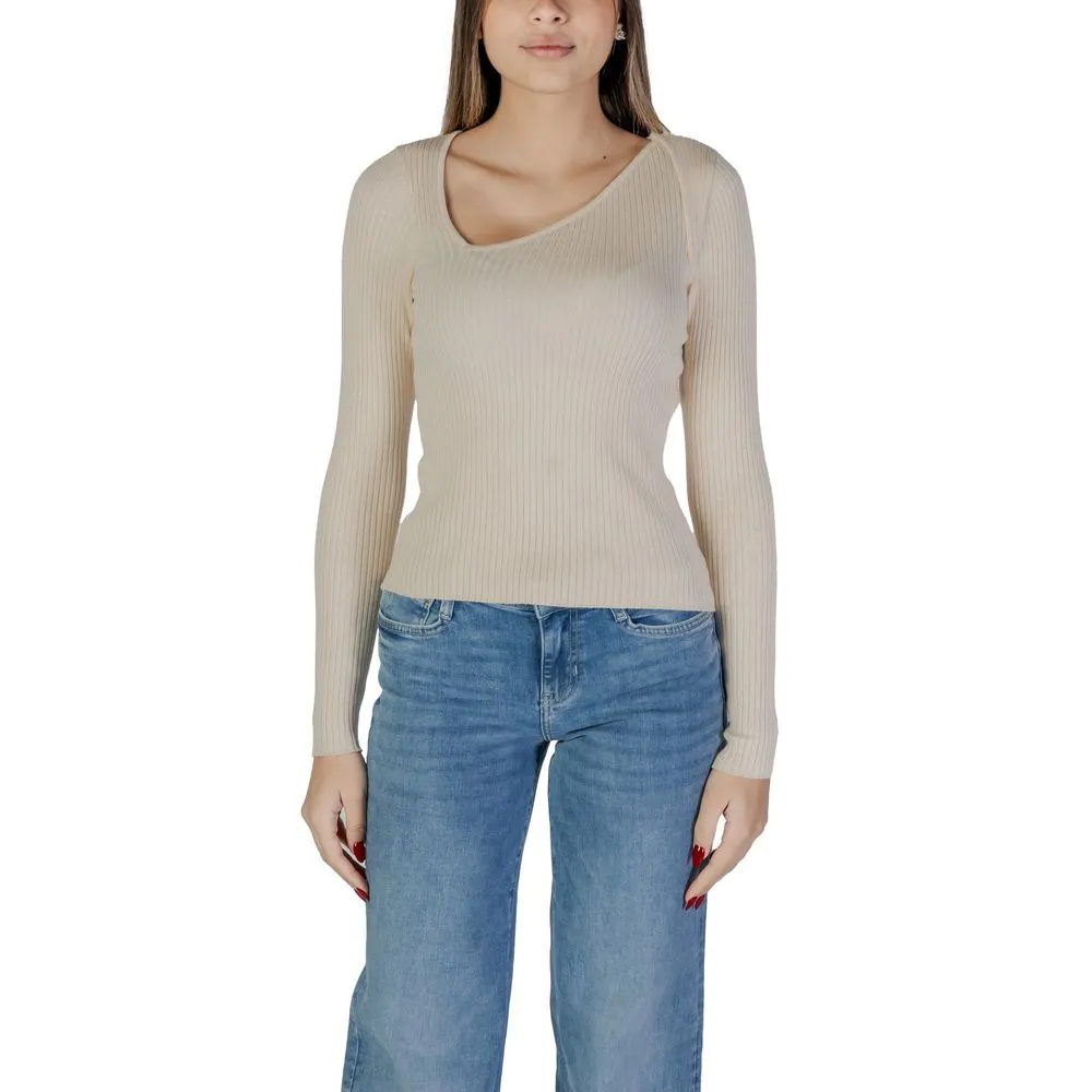 Vila Clothes Women's Cream Viscose Tops & T-Shirt