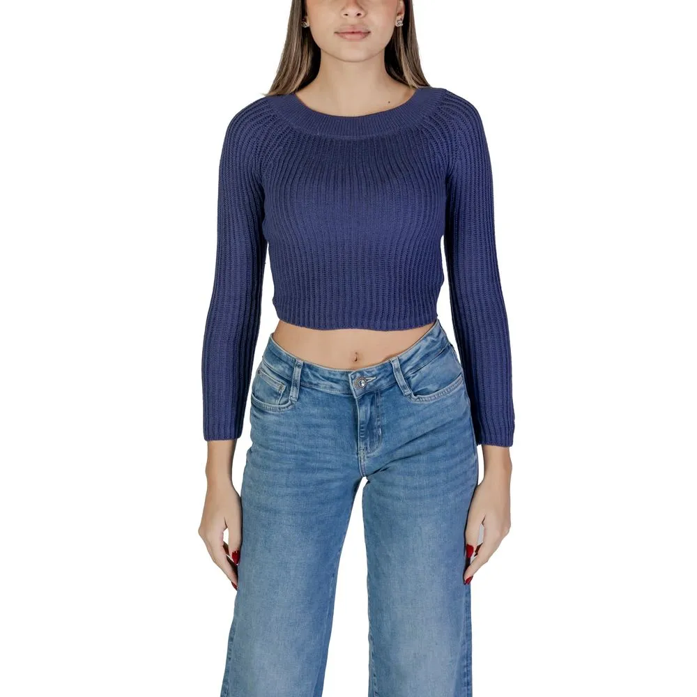 Jacqueline De Yong Women's Light Blue Acrylic Tops & T-Shirt