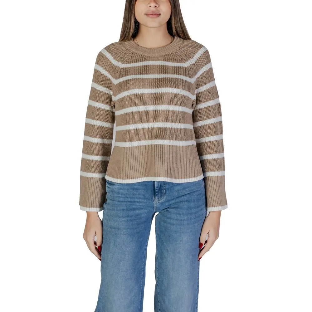 Vila Clothes Women's Beige Cotton Tops & T-Shirt