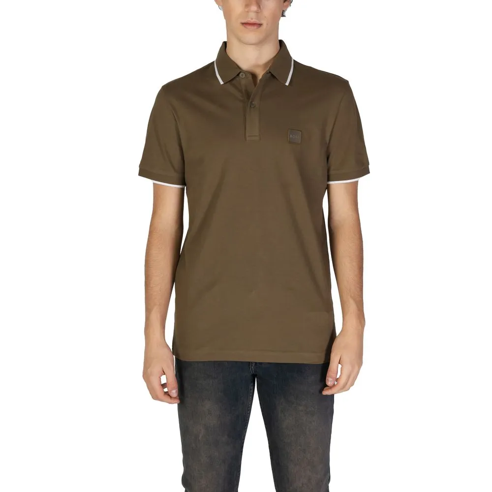 Hugo Boss Men's Green Cotton Polo Shirt