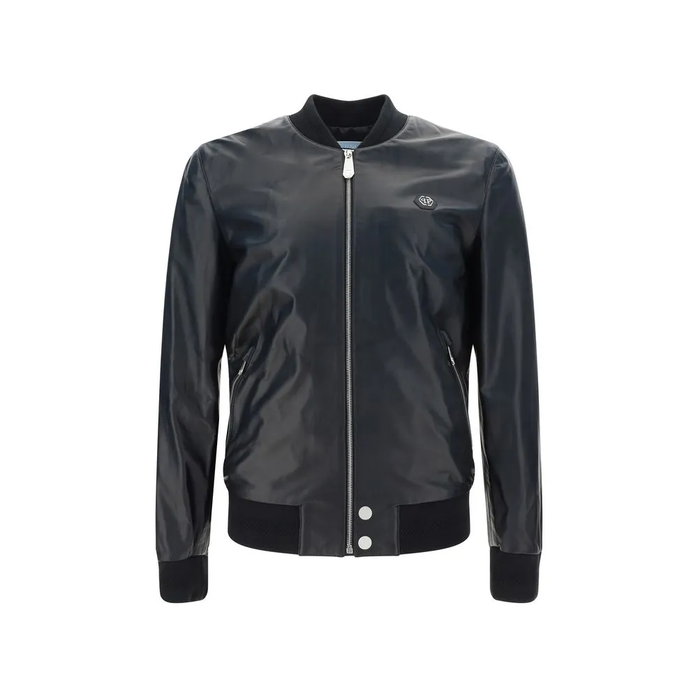 Philipp Plein Men's Leather Bomber Jacket