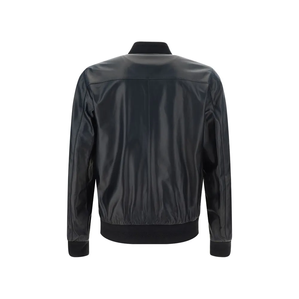 Philipp Plein Men's Leather Bomber Jacket