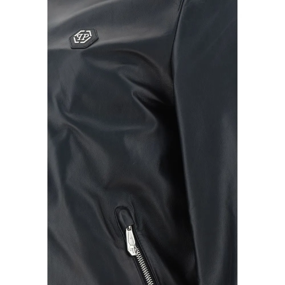 Philipp Plein Men's Leather Bomber Jacket