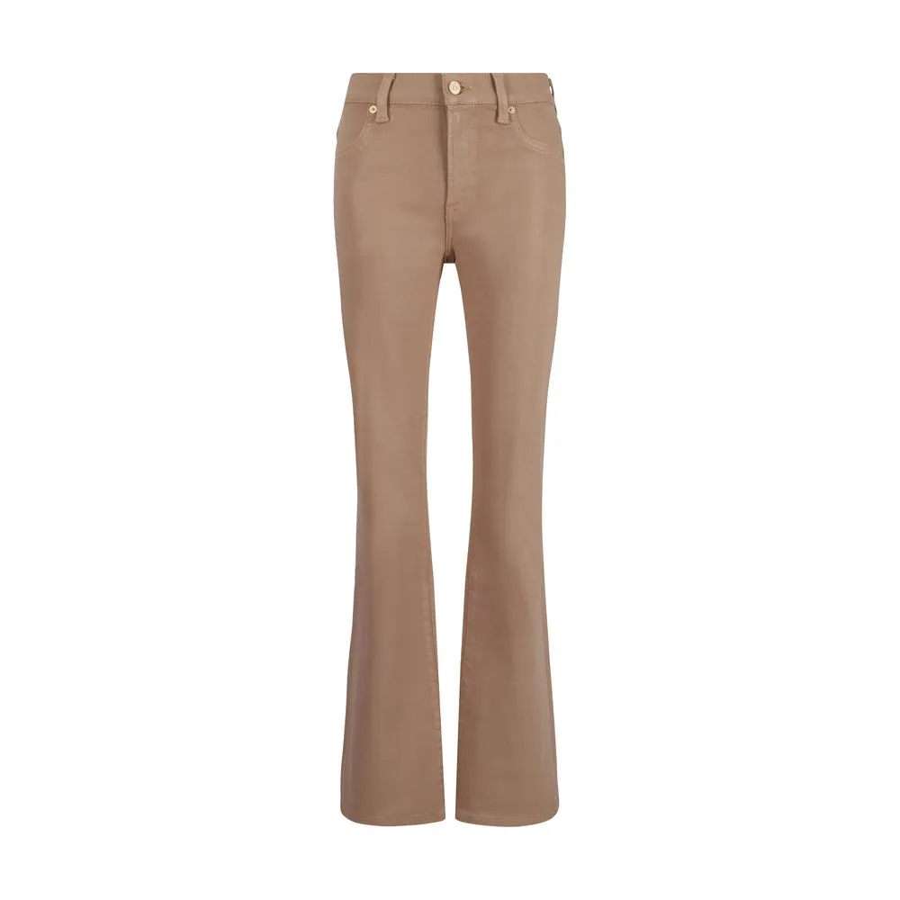 7FOR Women's Coated Strecht Cafe Crema Denim Pants