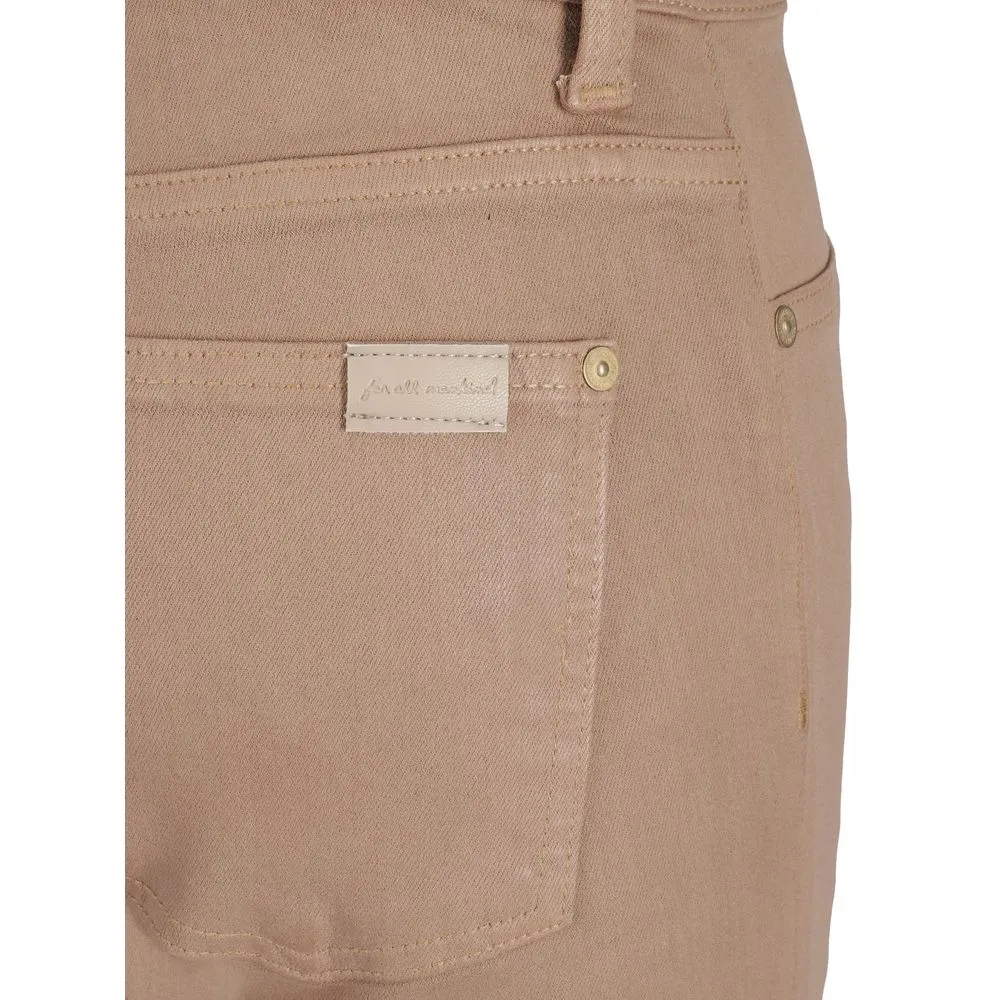 7FOR Women's Coated Strecht Cafe Crema Denim Pants
