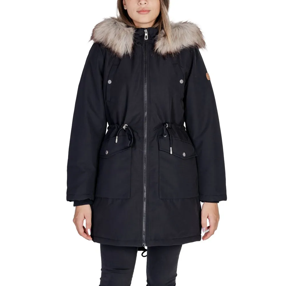 Only Women's Black Polyester Jackets & Coat