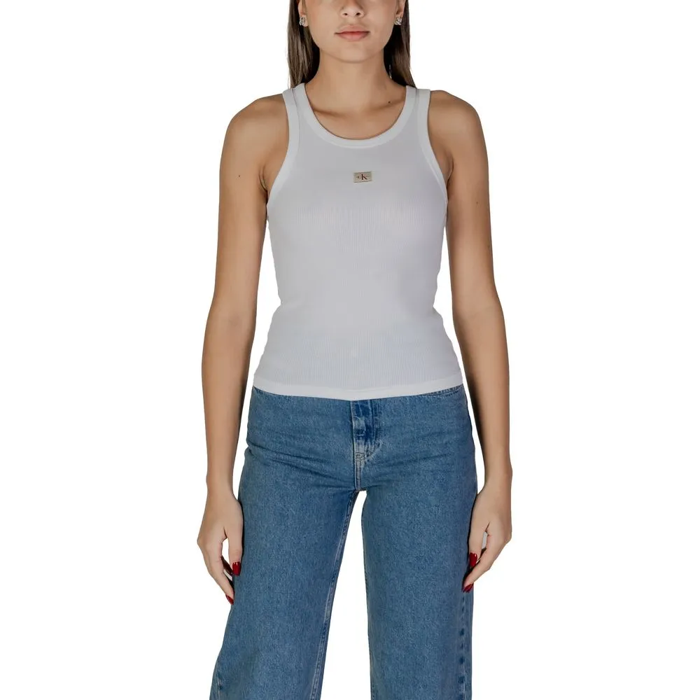 Calvin Klein Jeans Women's White Cotton Tops & T-Shirt