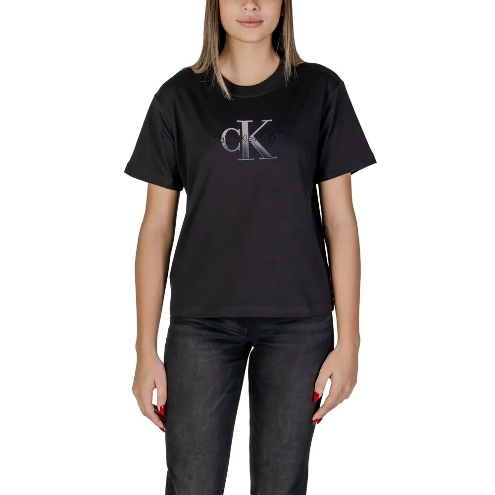 Calvin Klein Jeans Women's Black Cotton Tops & T-Shirt