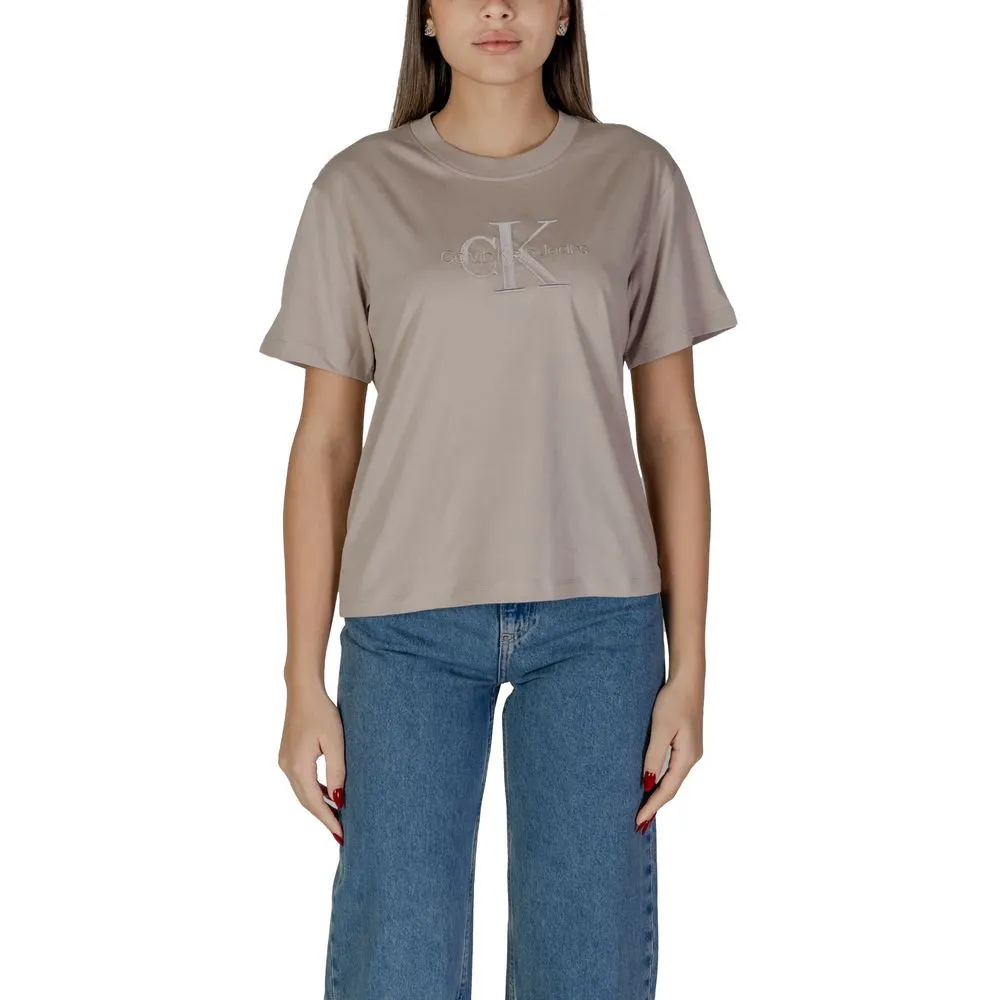 Calvin Klein Jeans Women's Gray Cotton Tops & T-Shirt
