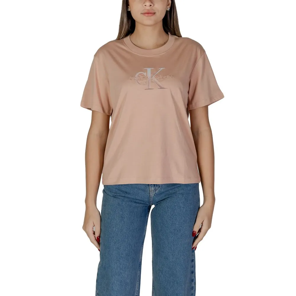 Calvin Klein Jeans Women's Pink Cotton Tops & T-Shirt