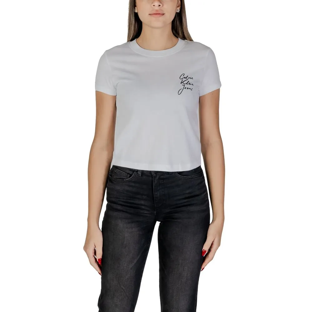 Calvin Klein Jeans Women's White Cotton Tops & T-Shirt