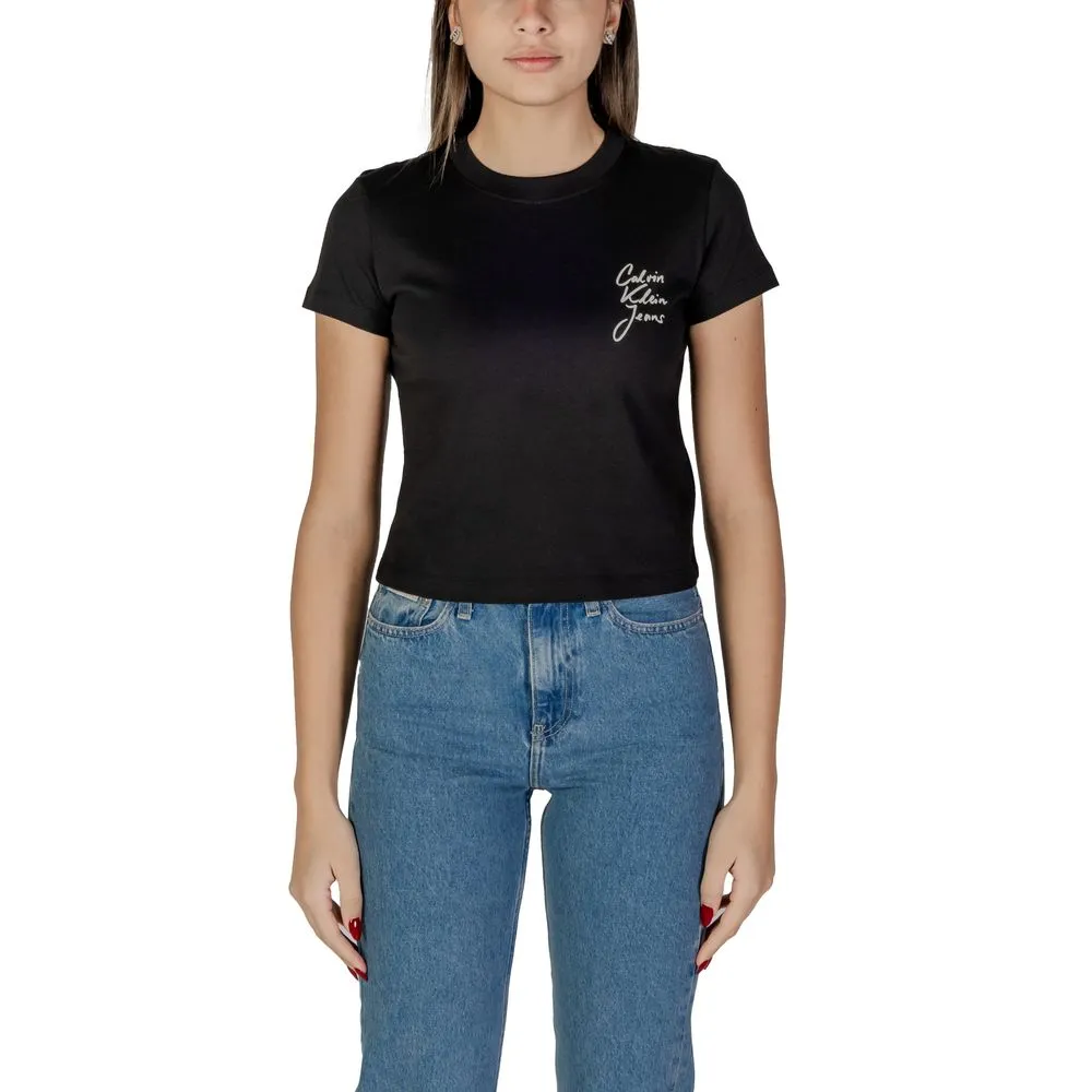 Calvin Klein Jeans Women's Black Cotton Tops & T-Shirt