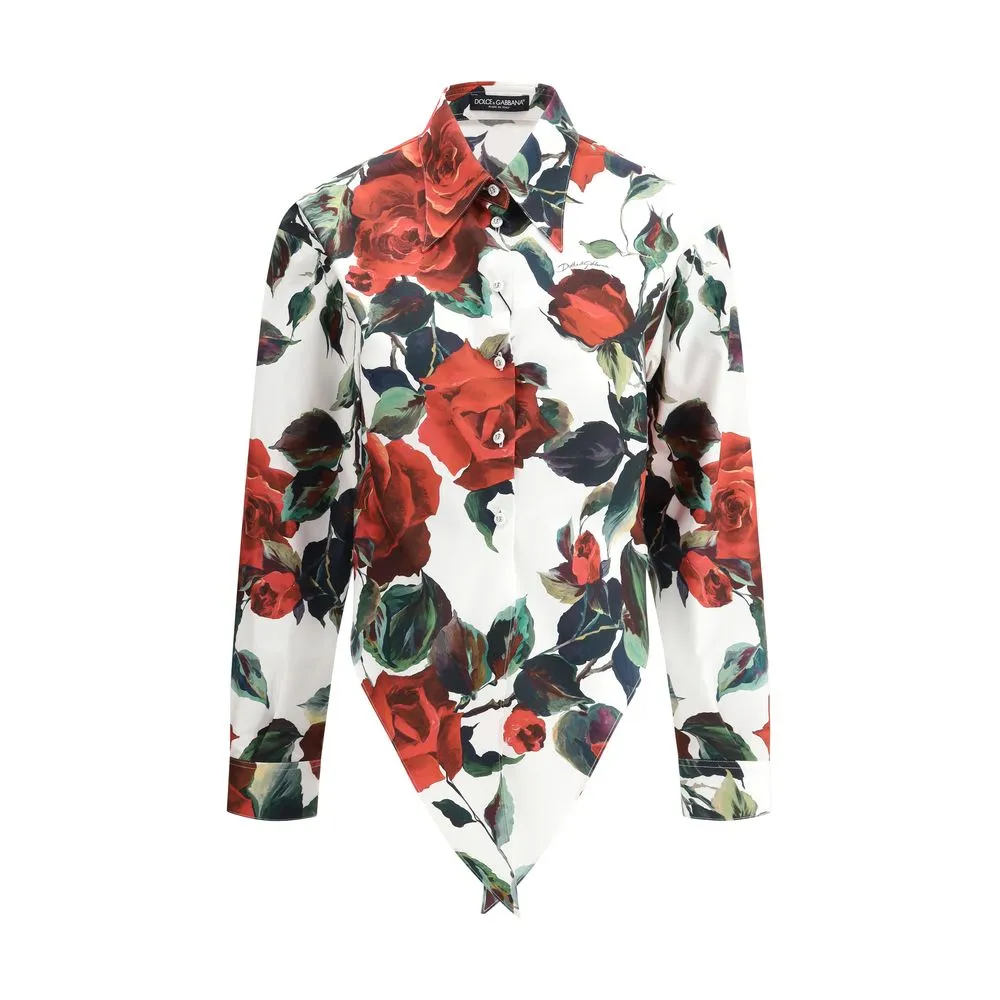 Dolce & Gabbana Women's Asymmetrical rose print Shirt