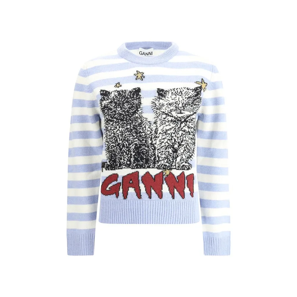 Ganni Women's Striped maxi-print sweater