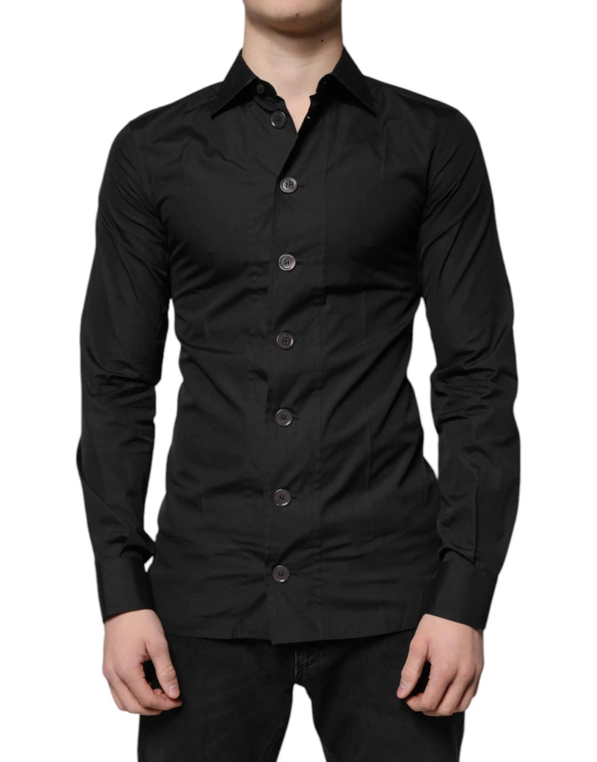 Dolce & Gabbana Men's Black Cotton Formal Long Sleeves Dress Shirt