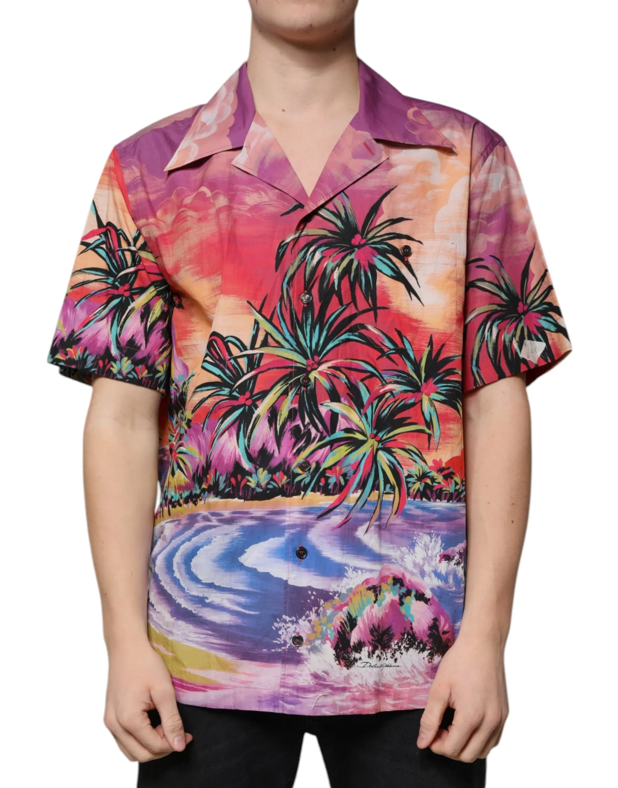 Dolce & Gabbana Men's Multicolor Tropical Button Down Casual Shirt
