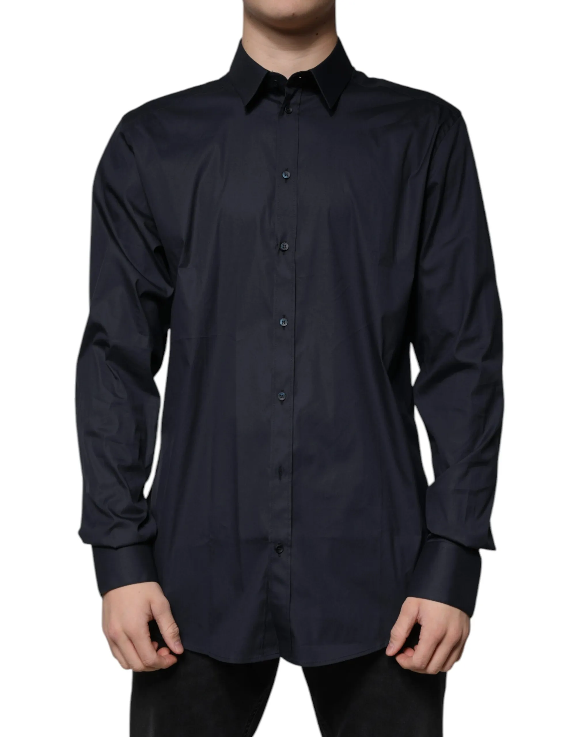 Dolce & Gabbana Men's Black Cotton Blend Formal GOLD Dress Shirt