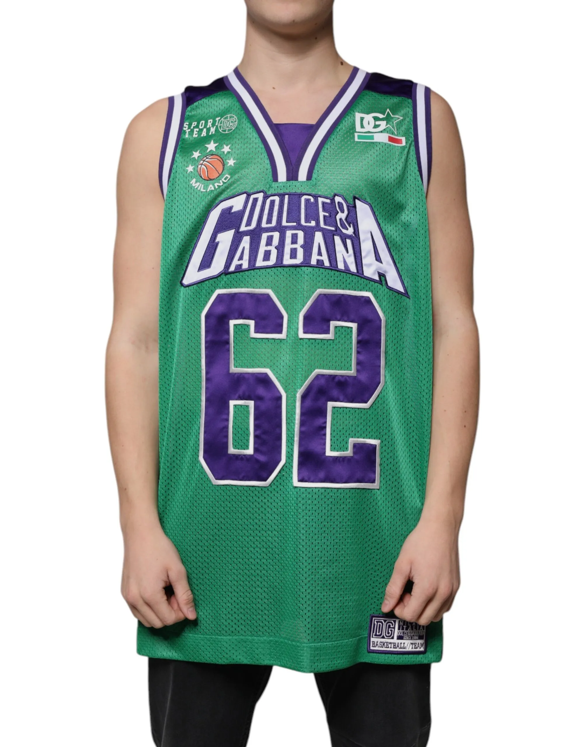 Dolce & Gabbana Men's Green Polyester Jersey Sleeveless T-shirt