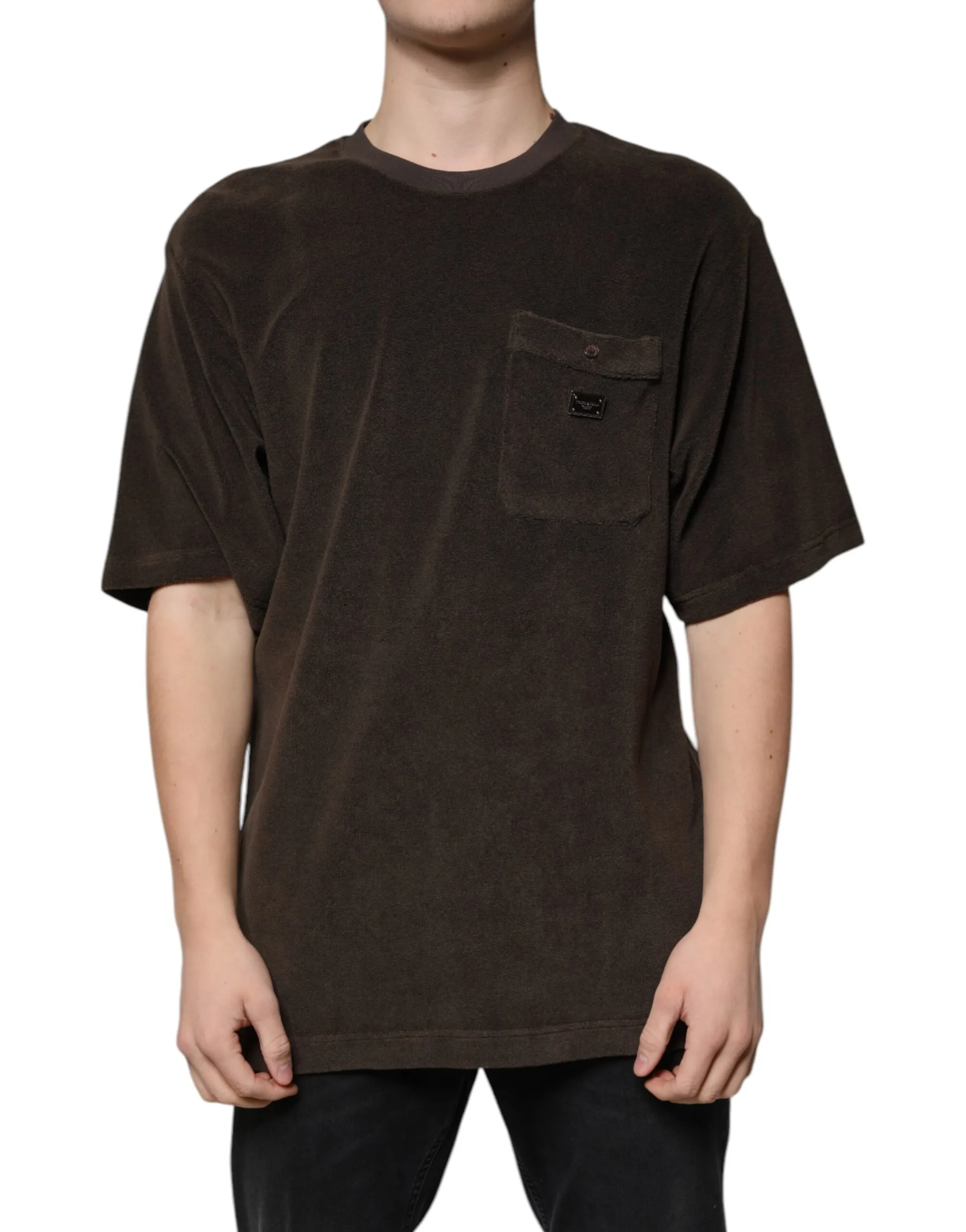 Dolce & Gabbana Men's Brown Cotton Crew Neck Short Sleeves T-shirt