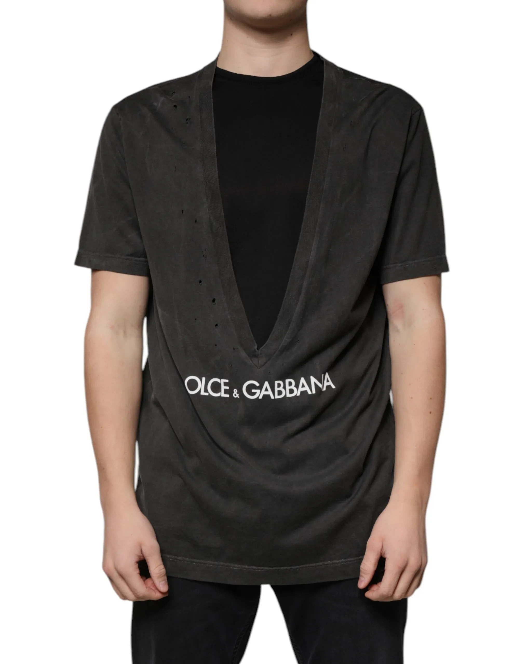 Dolce & Gabbana Men's Black Cotton Crew Neck Short Sleeves T-shirt