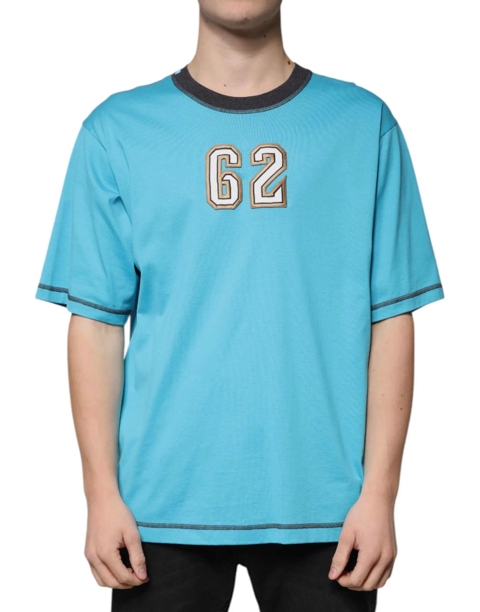 Dolce & Gabbana Men's Blue Logo Crew Neck Short Sleeves T-shirt