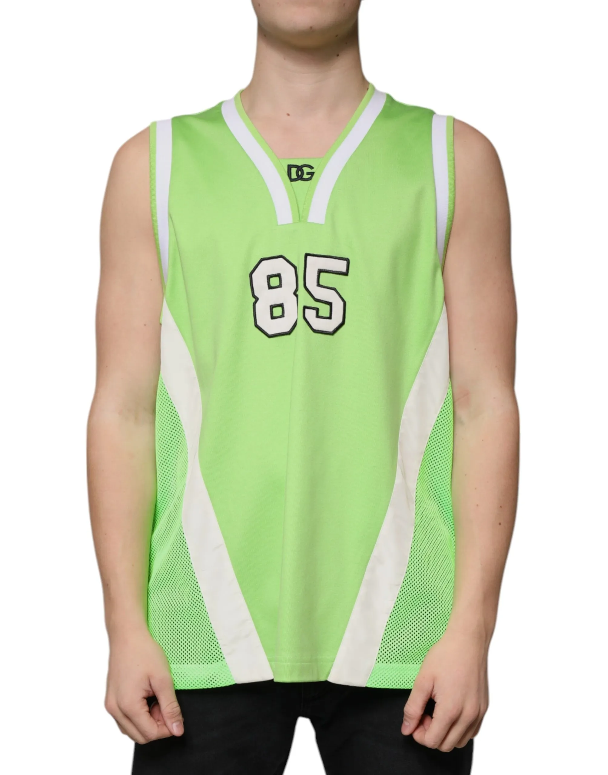 Dolce & Gabbana Men's Green Polyester Jersey Sleeveless T-shirt