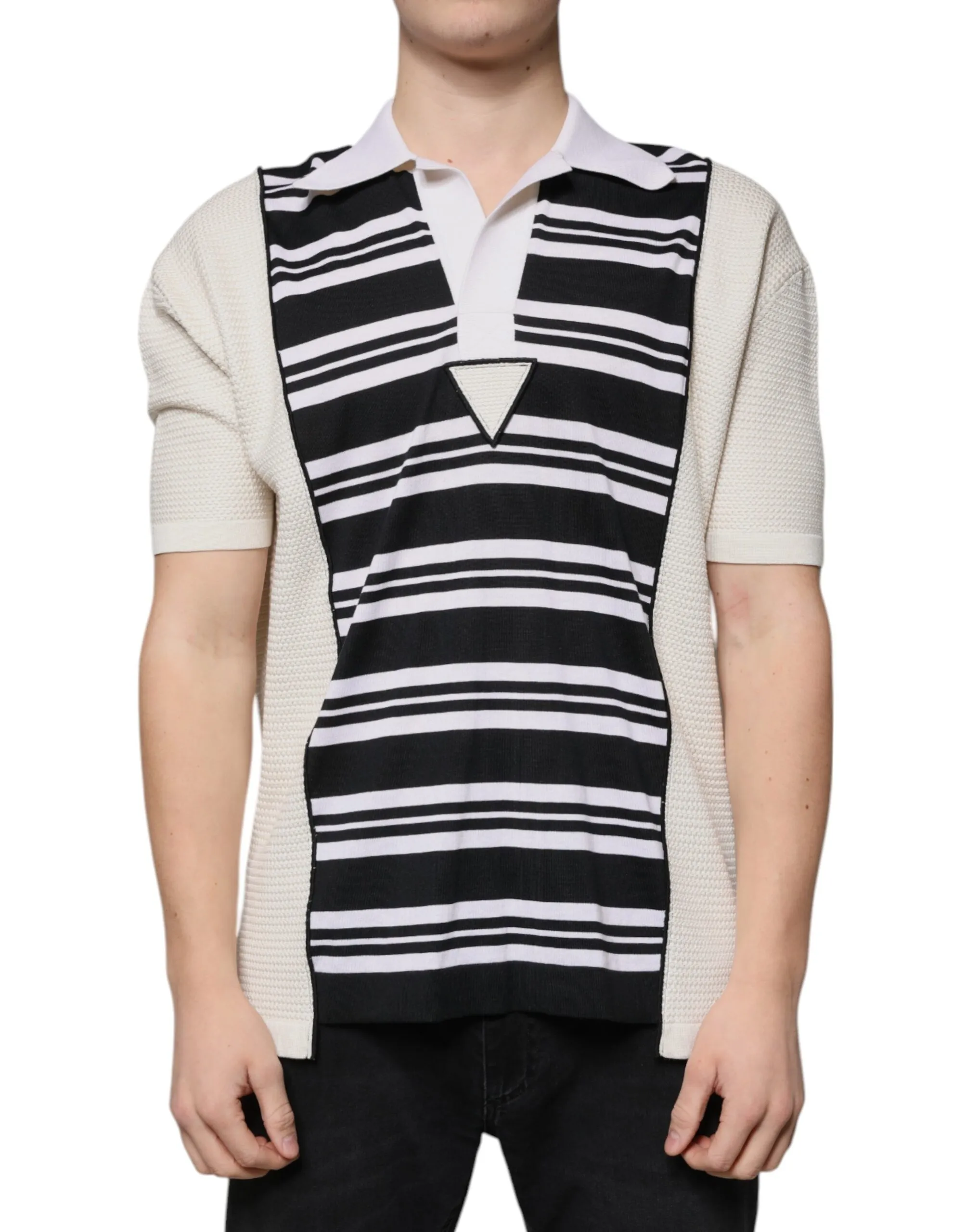 Dolce & Gabbana Men's Multicolor Stripe Collared Polo T-shirt
