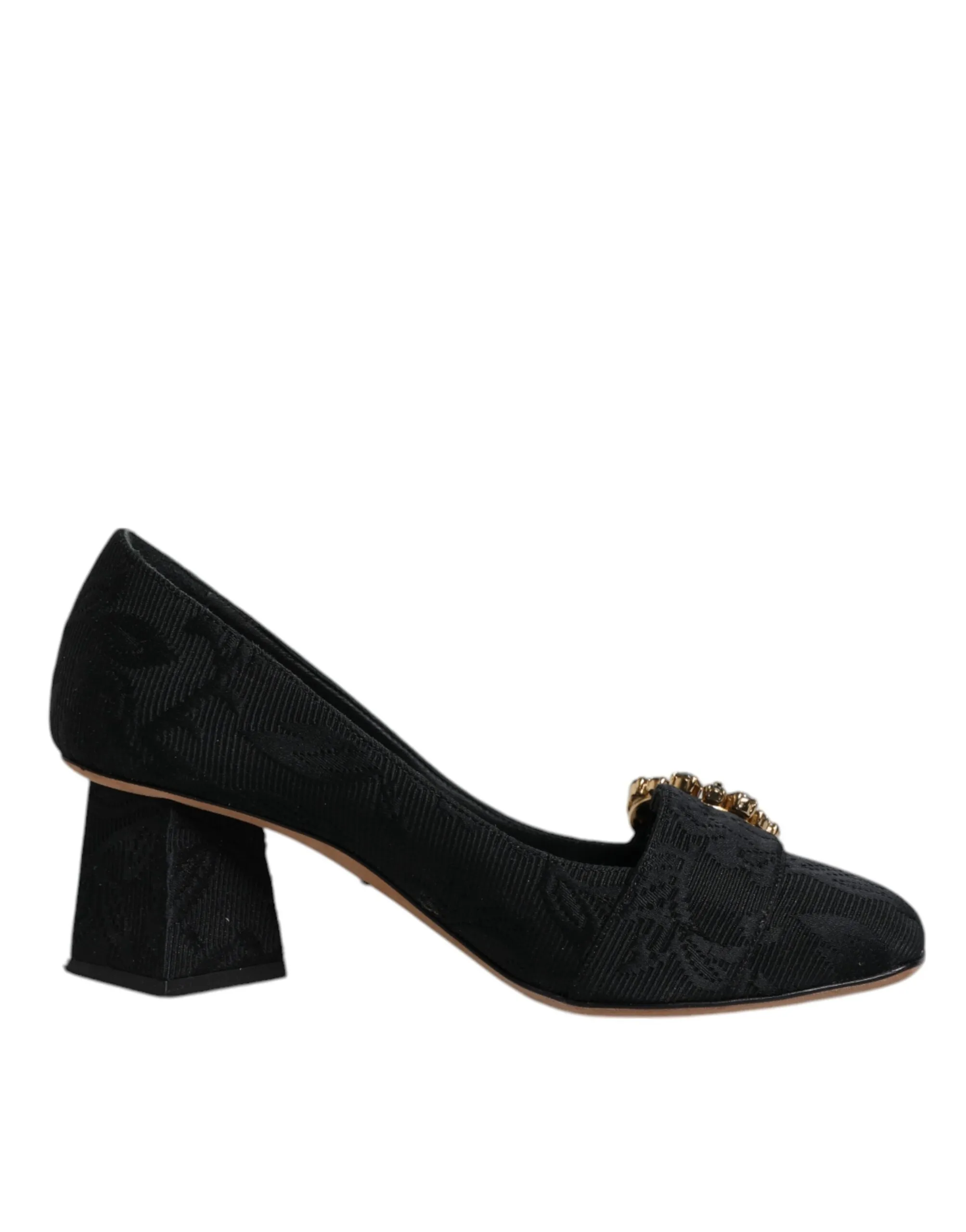 Dolce & Gabbana Women's Black Brocade Crystals Heels Pumps Shoes