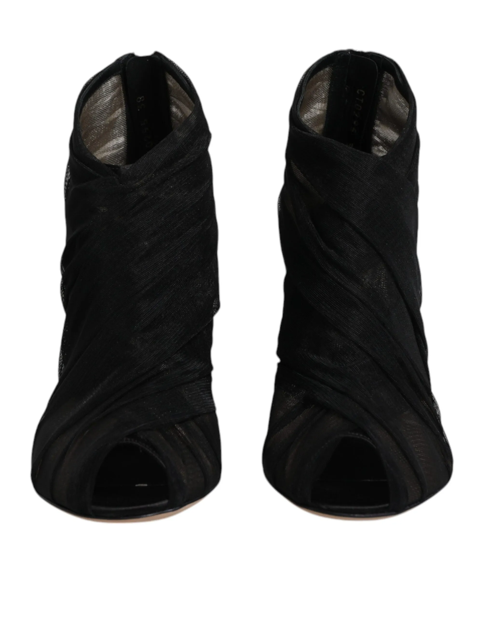 Dolce & Gabbana Women's Black Mesh Stiletto Heels Ankle Boots Shoes