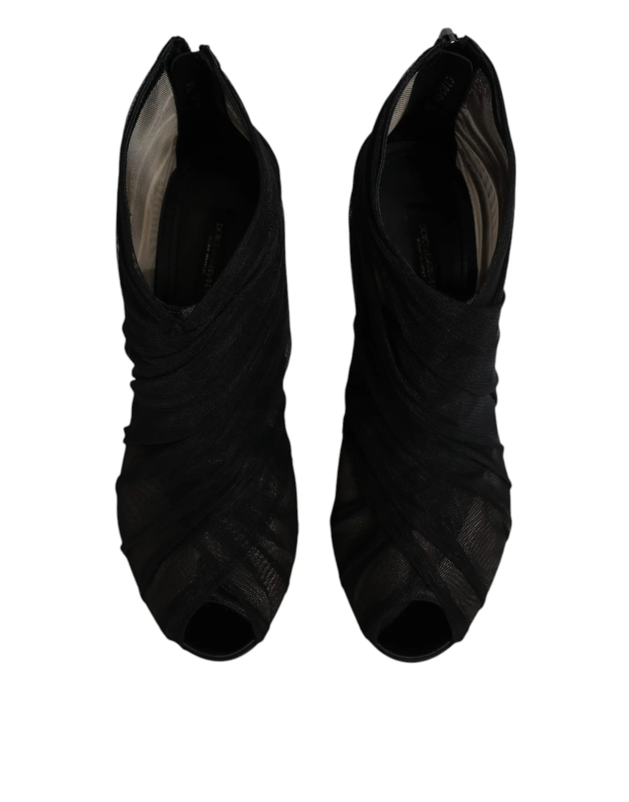 Dolce & Gabbana Women's Black Mesh Stiletto Heels Ankle Boots Shoes
