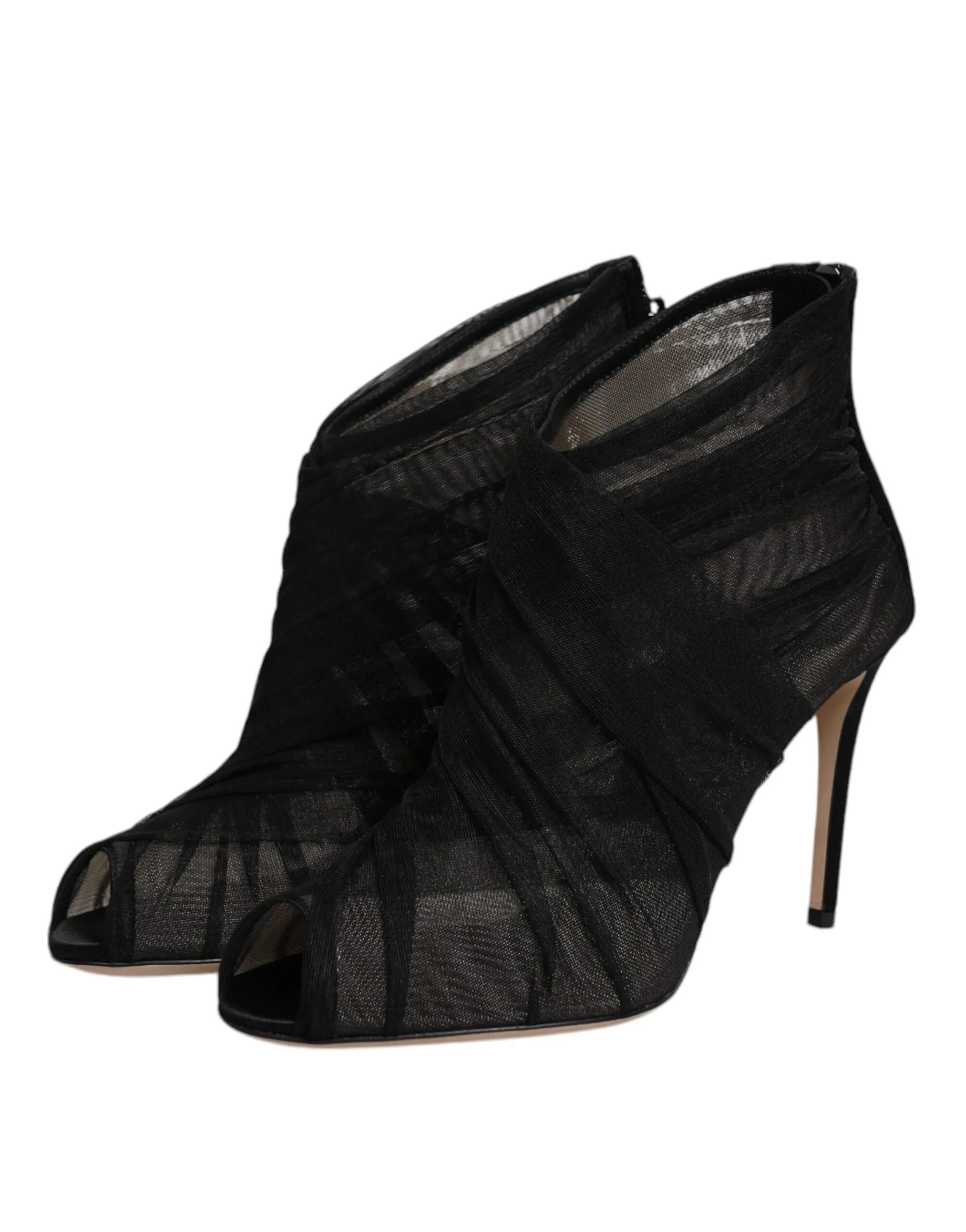 Dolce & Gabbana Women's Black Mesh Stiletto Heels Ankle Boots Shoes