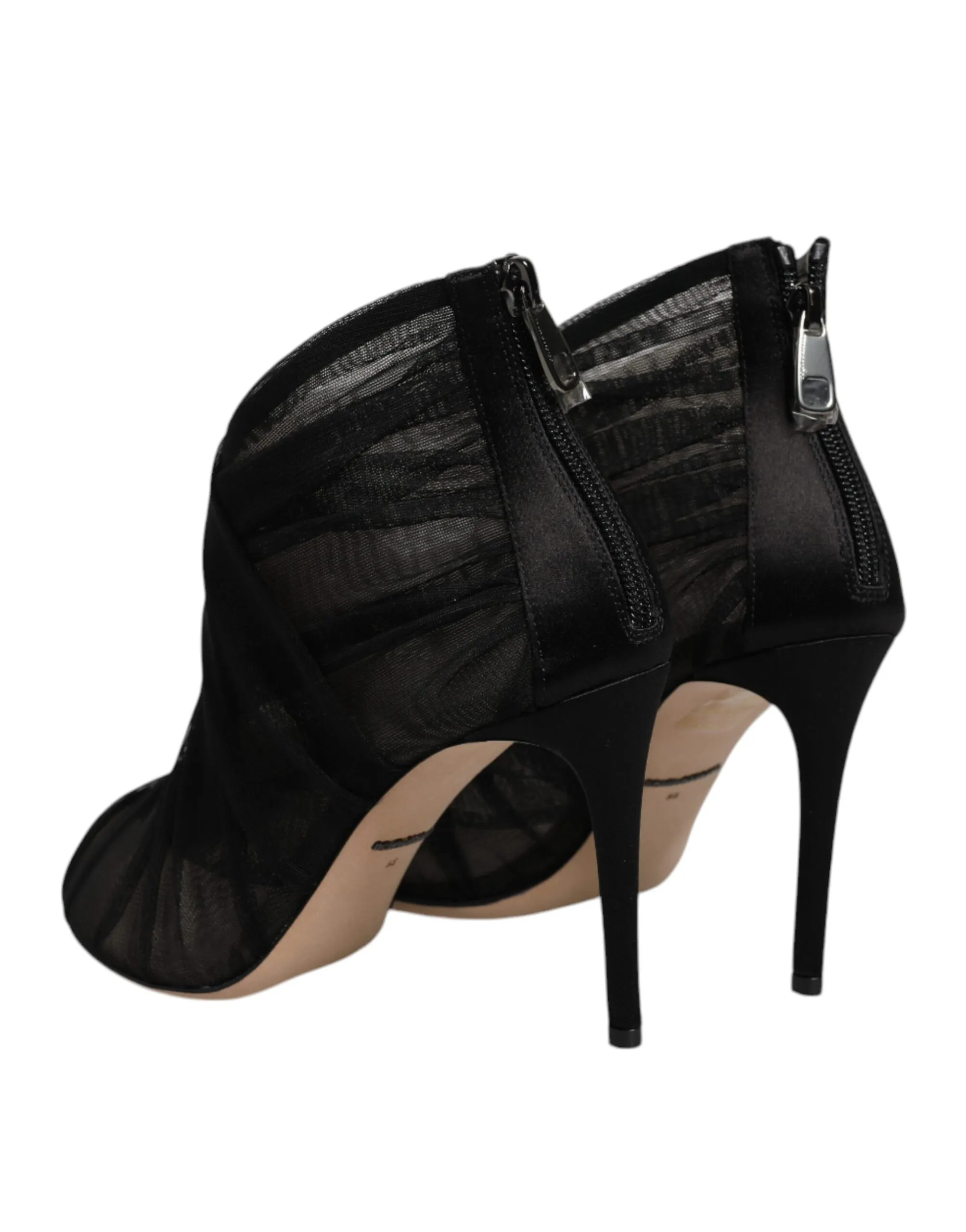Dolce & Gabbana Women's Black Mesh Stiletto Heels Ankle Boots Shoes