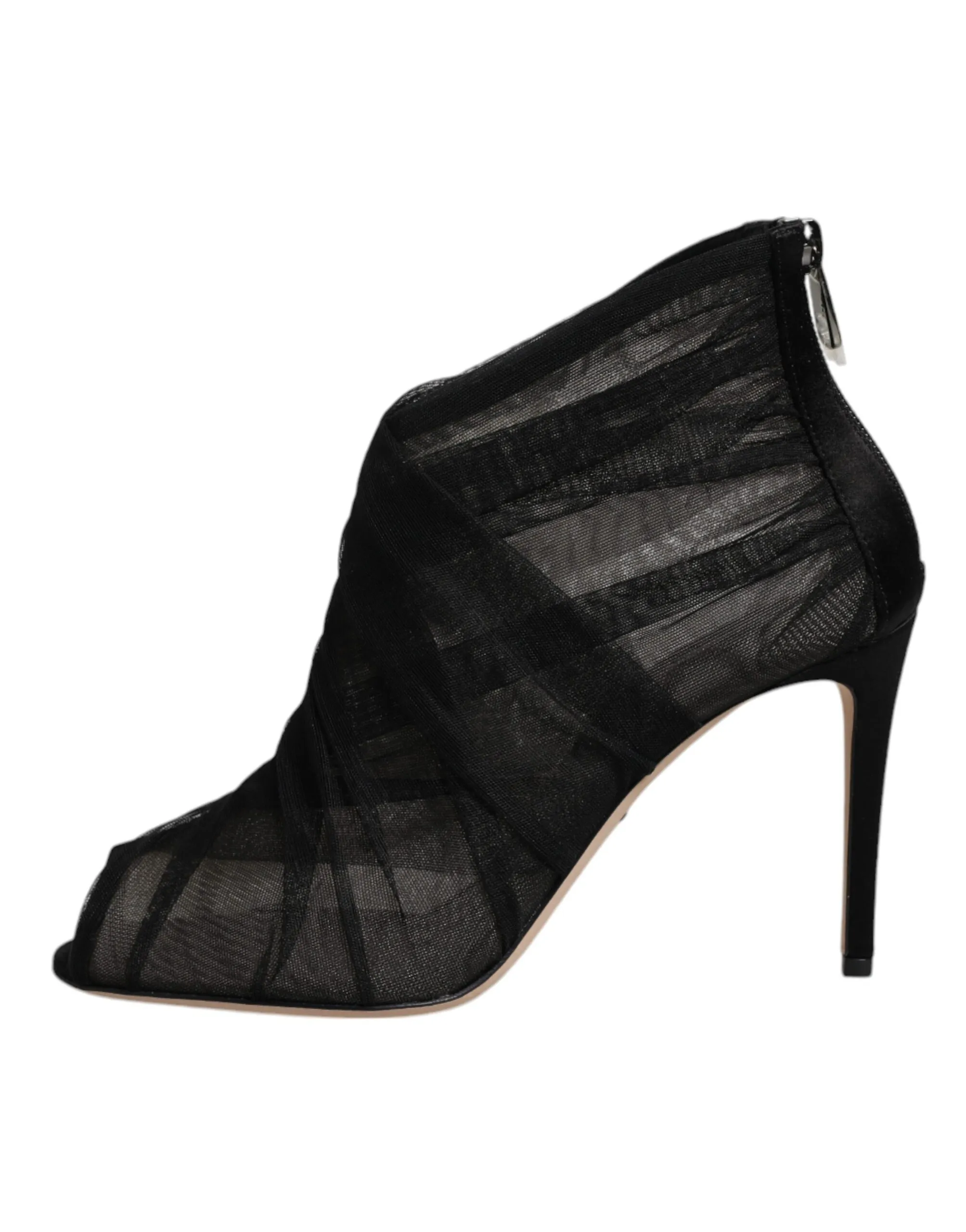 Dolce & Gabbana Women's Black Mesh Stiletto Heels Ankle Boots Shoes