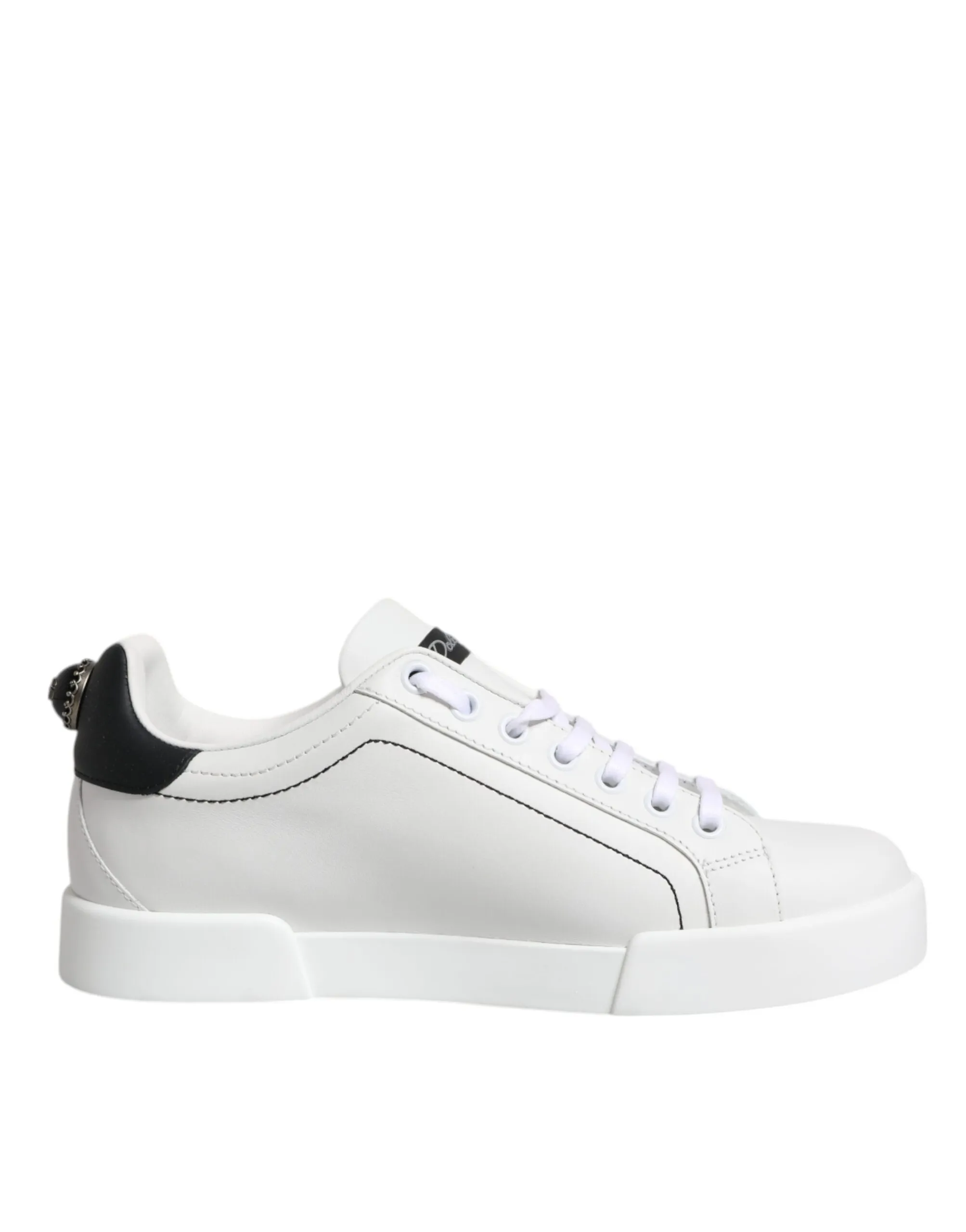 Dolce & Gabbana Women's White Black Portofino Low Top Sneakers Shoes