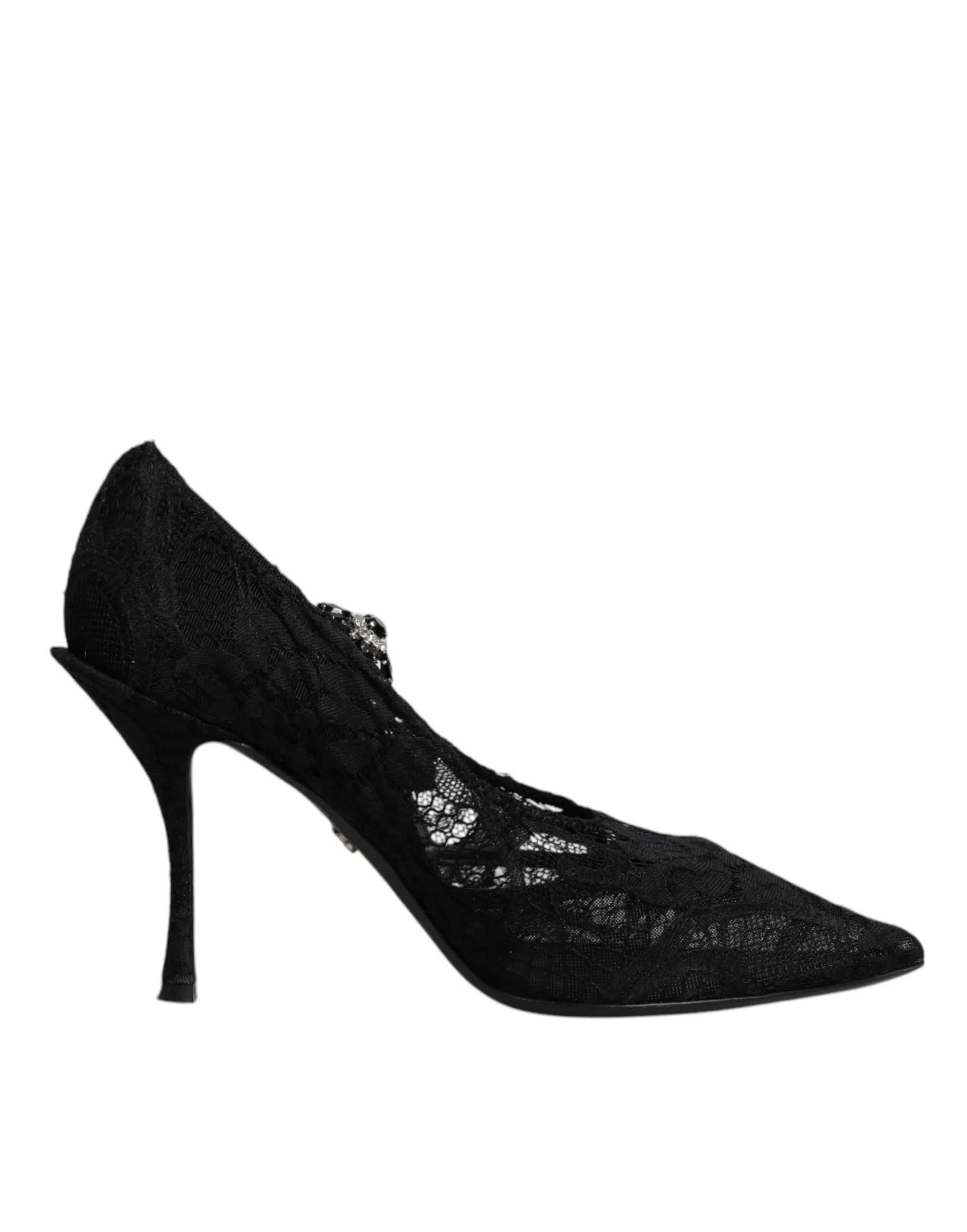 Dolce & Gabbana Women's Black Lace Crystals Mary Jane Pumps Shoes