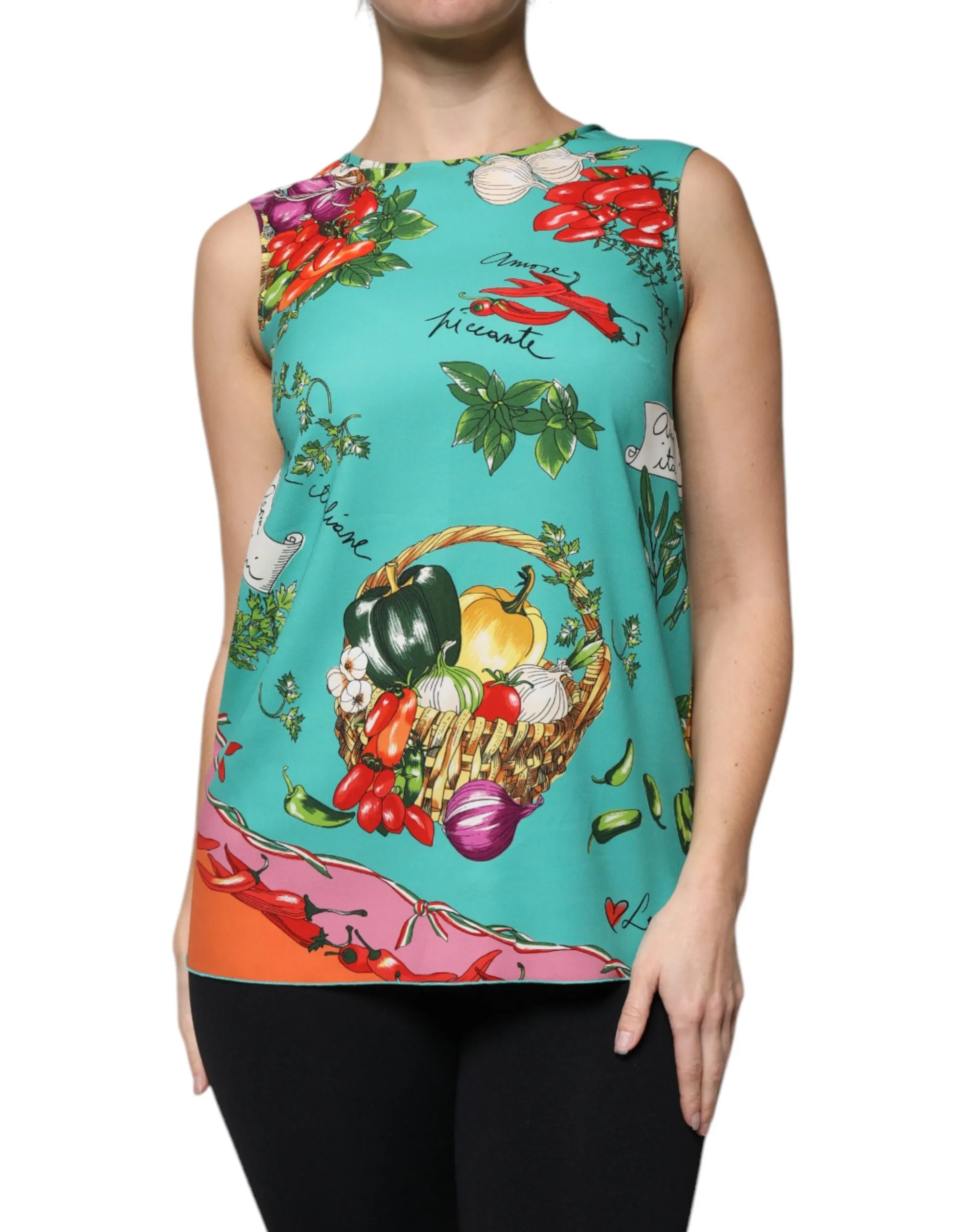 Dolce & Gabbana Women's Multicolor Vegetables Sleeveless Tank Top