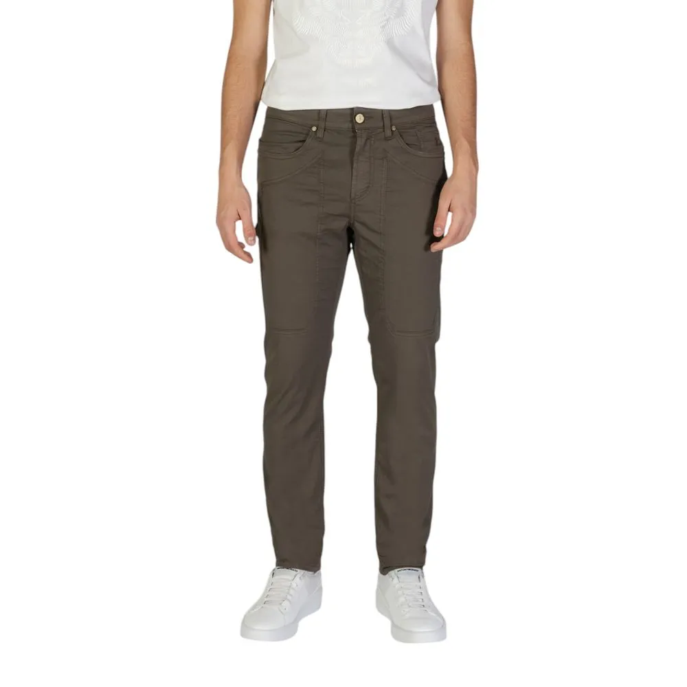 Jeckerson Men's Brown Cotton Jeans & Pant