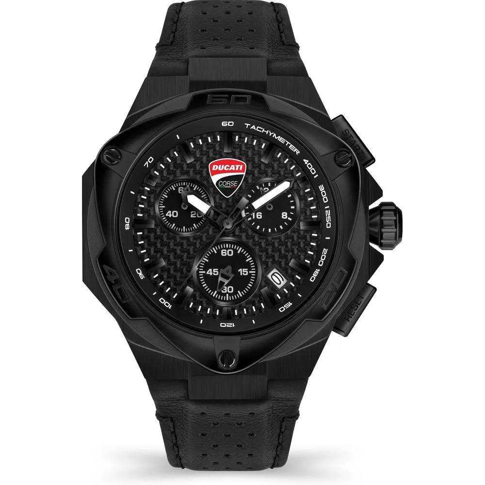 Ducati Men's Black Leather Watch