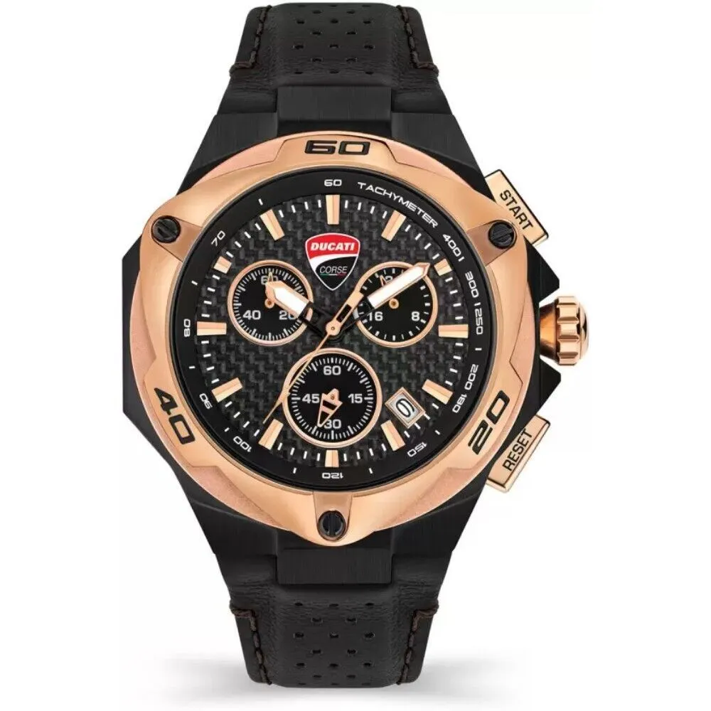 Ducati Men's Black Leather Watch