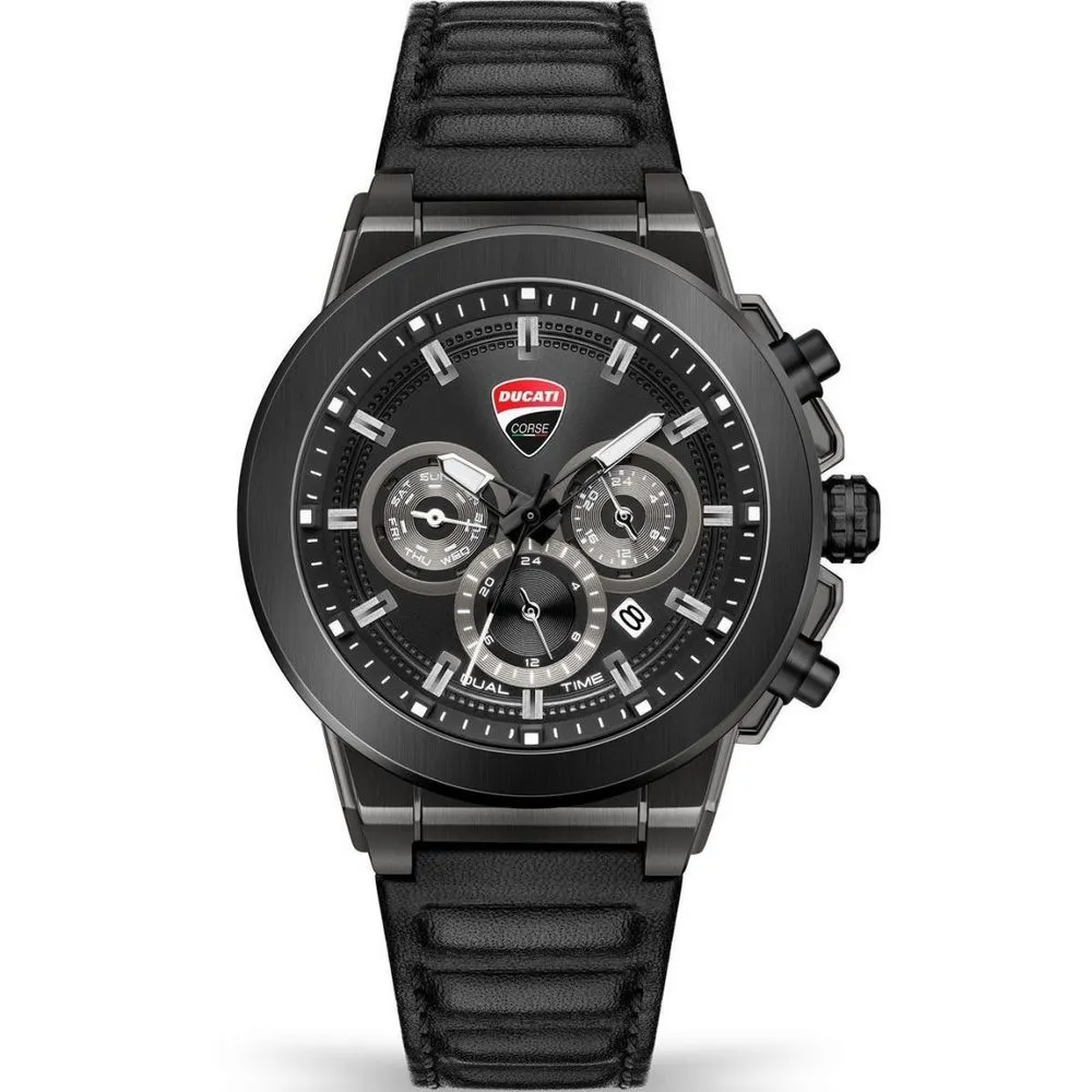 Ducati Men's Black Leather Watch