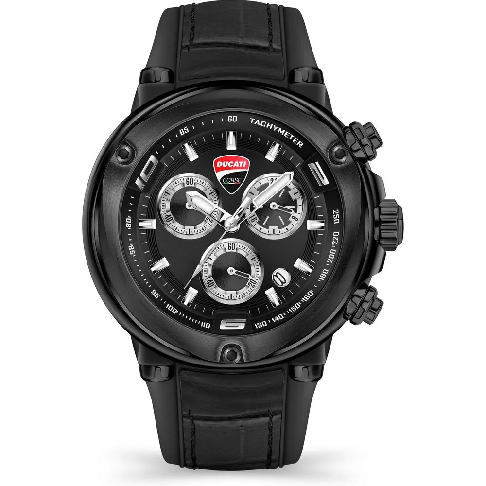 Ducati Men's Black Leather Watch