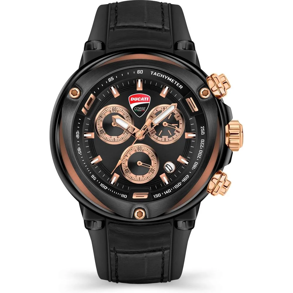Ducati Men's Black Leather Watch
