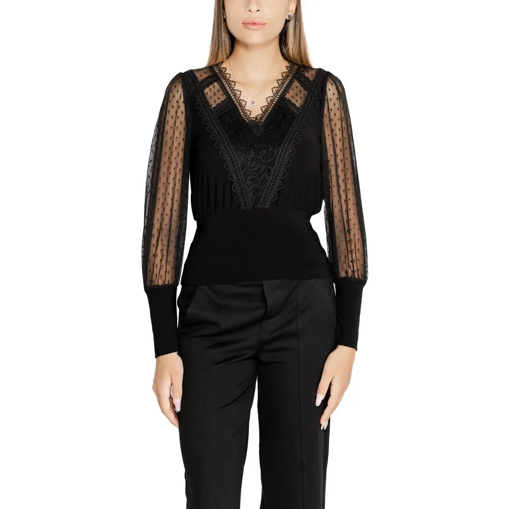 Morgan De Toi Women's Black Polyester Tops & T-Shirt